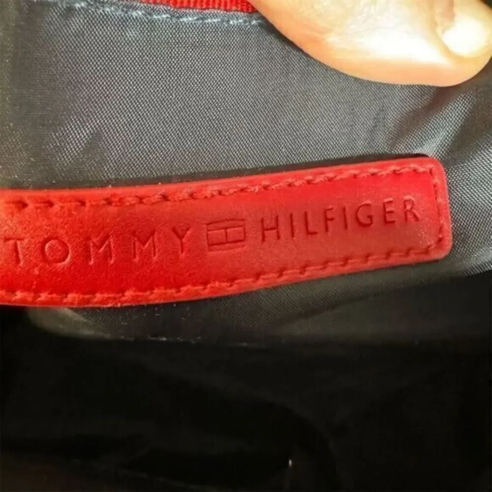 Tommy Hilfiger Unisex Backpack Black‎ Cream Monogram Canvas Adjustable Straps